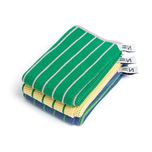 Reusable Striped Dishcloths: Green
