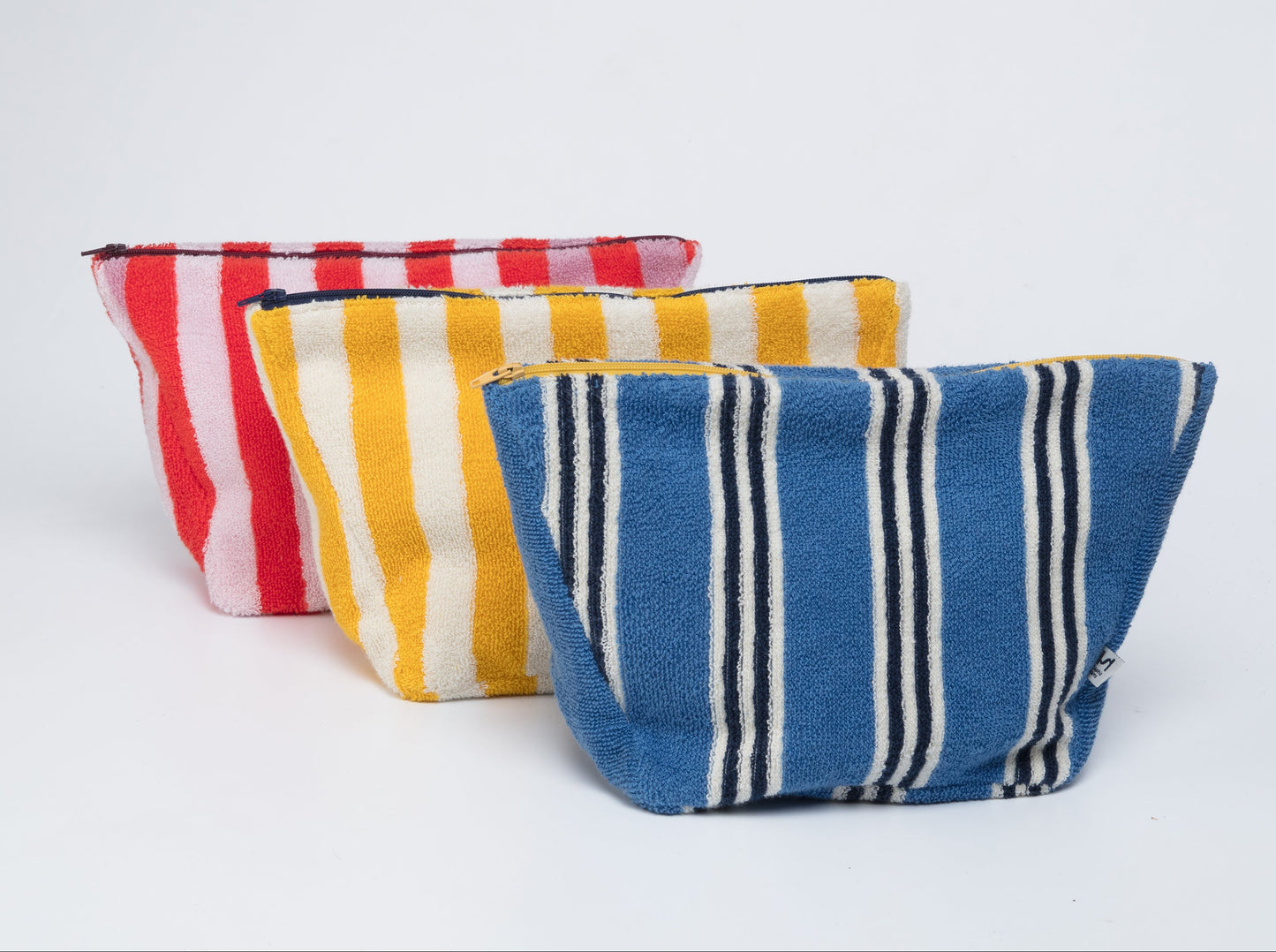 Striped Terry Towelling Wash Bag: Pink & Red