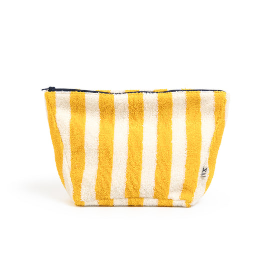 Striped Terry Towelling Wash Bag: Citrus & Ivory