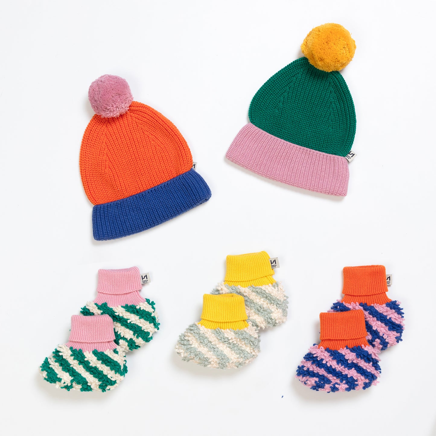 Baby Bobble Hat: Green & Pink