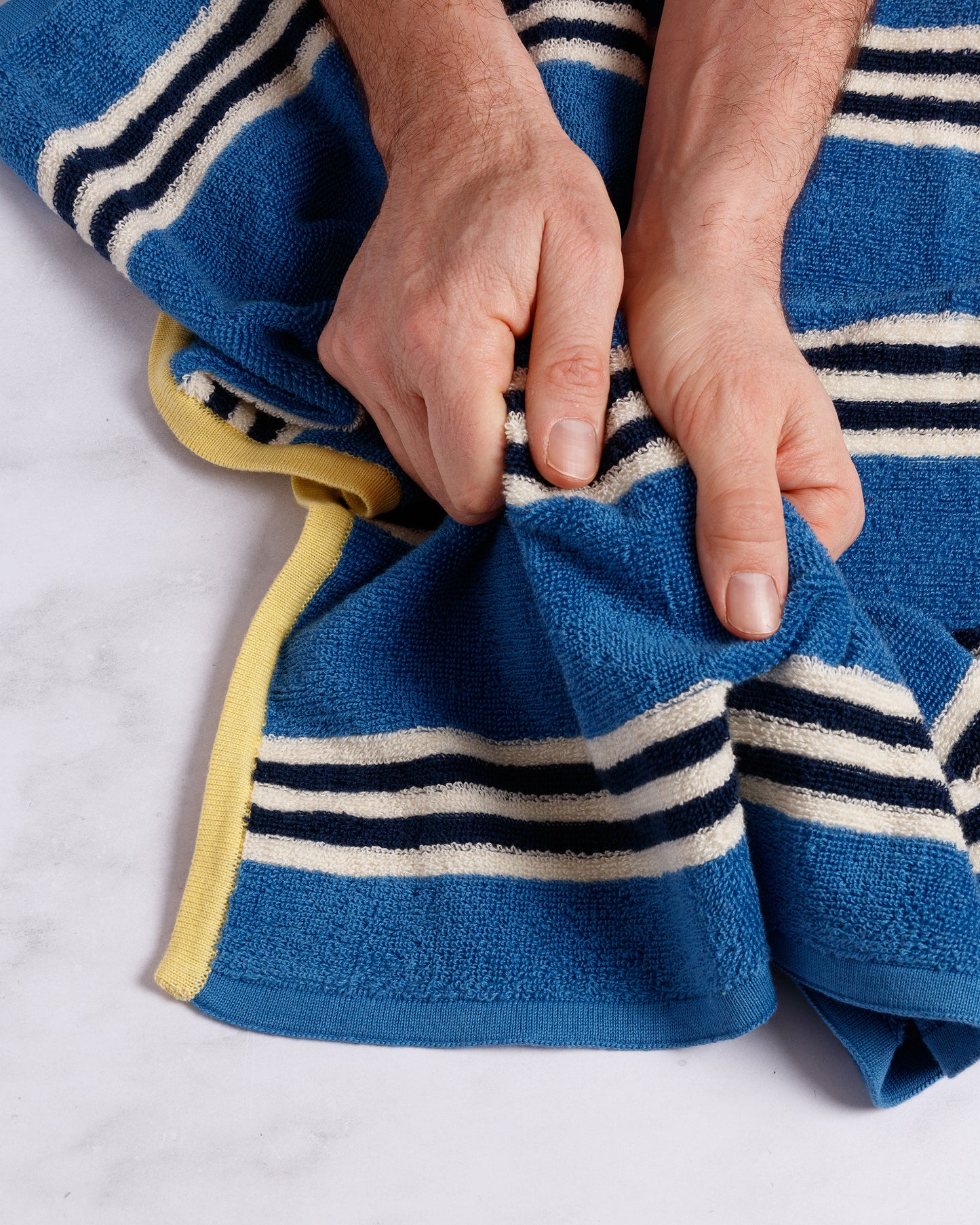 Striped Terry Towelling Hand Towel: Cobalt