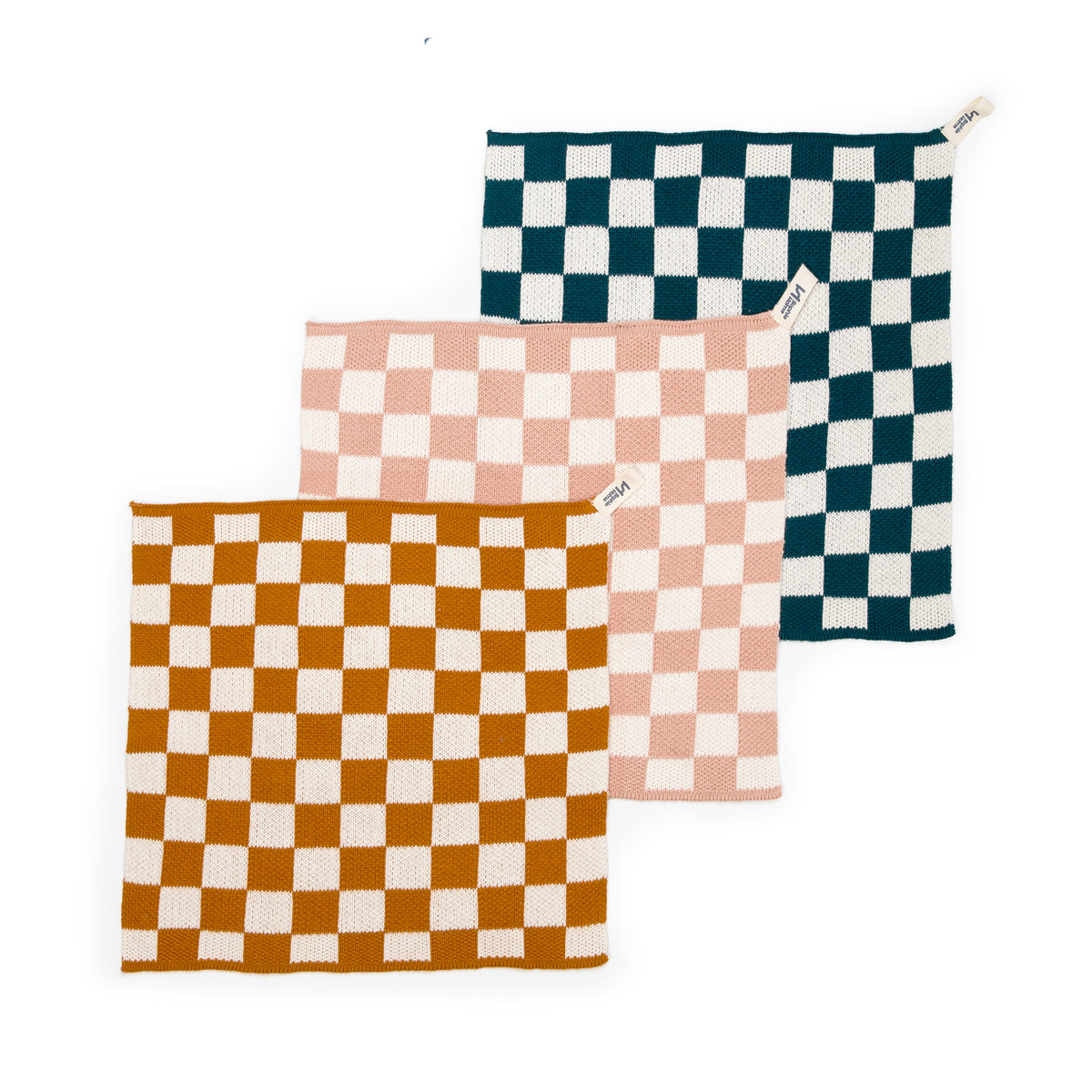 Reusable Check Dishcloths: Mustard