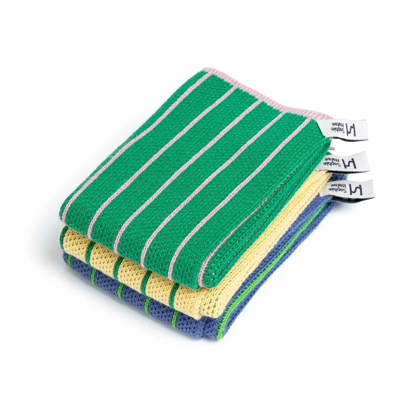 Reusable Striped Dishcloths: Green