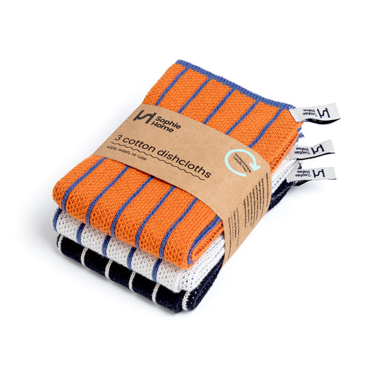 Reusable Striped Dishcloths: Orange