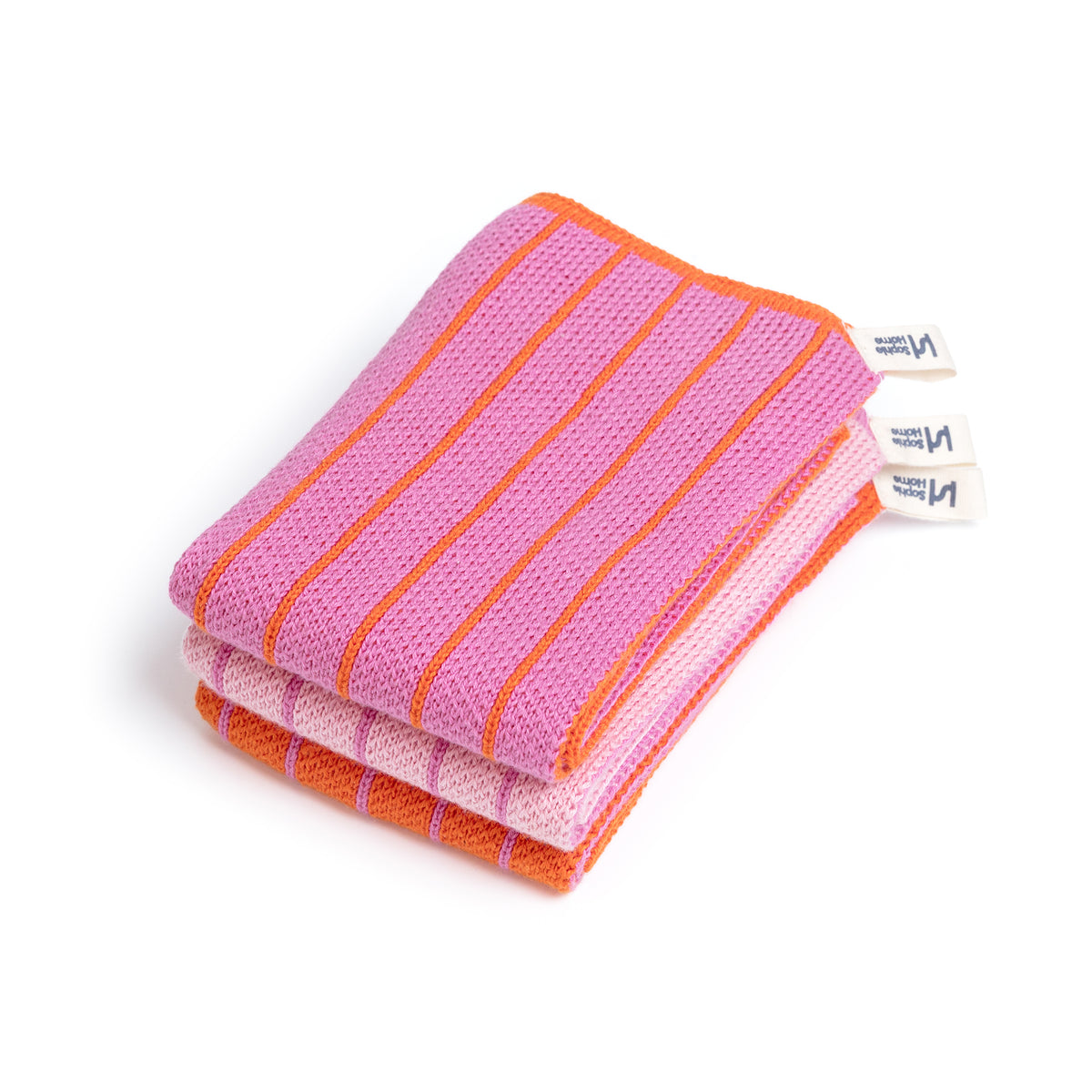 Reusable Striped Dishcloths: Pink