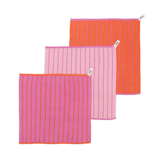 Reusable Striped Dishcloths: Pink