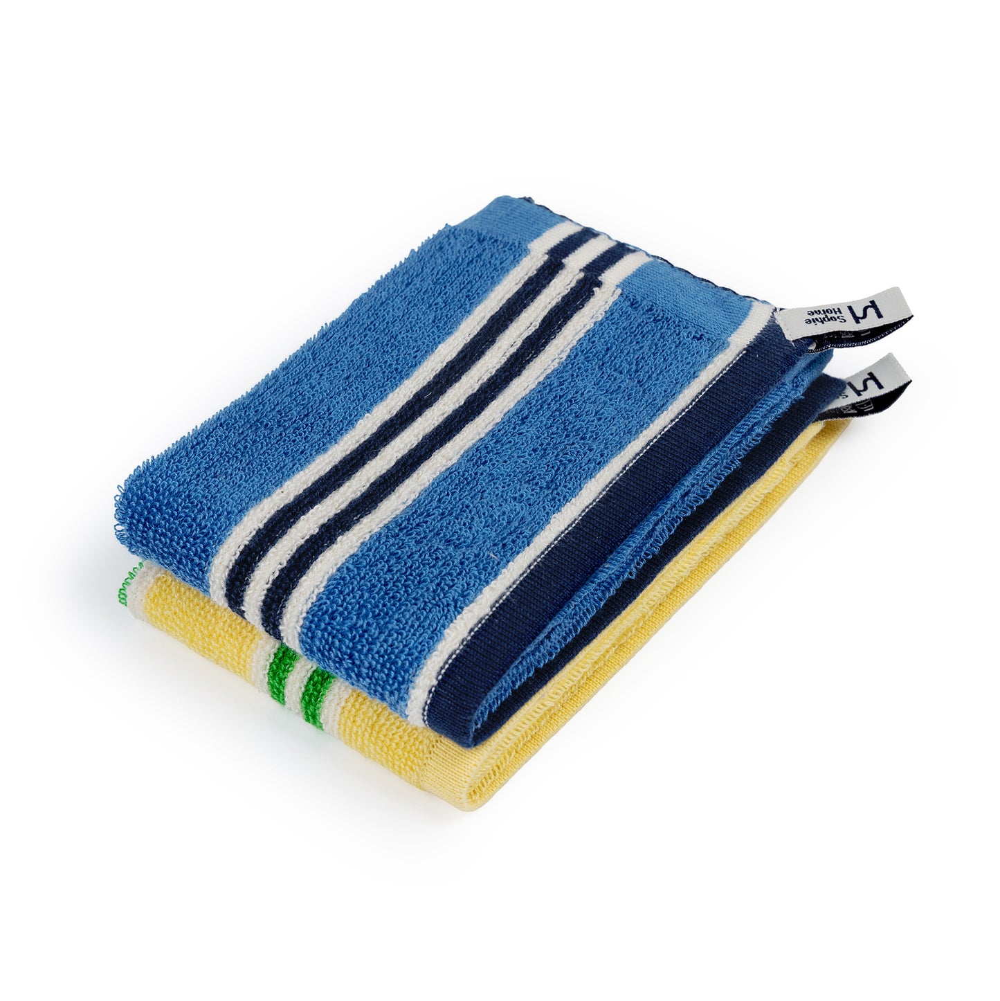 Striped Terry Towelling Flannel 2 pack: Cobalt