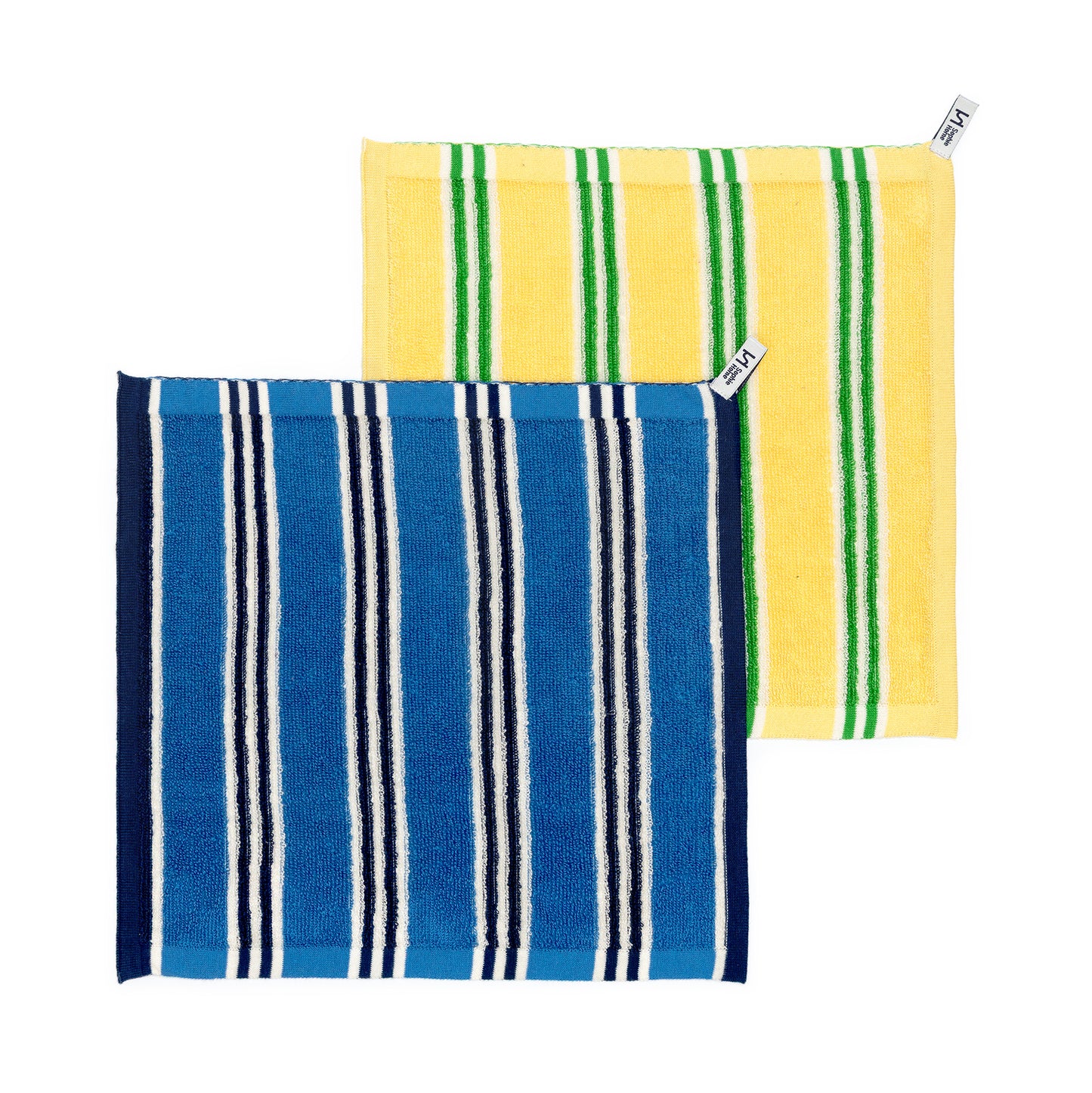Striped Terry Towelling Flannel 2 pack: Cobalt
