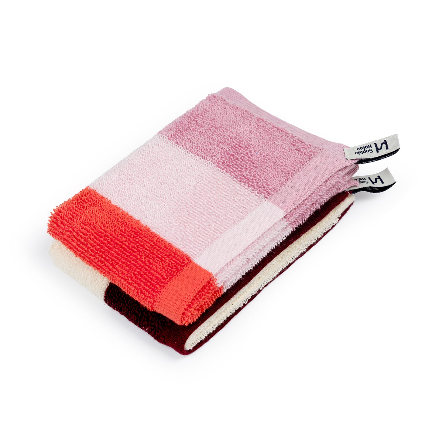 Striped Terry Towelling Flannel 2 Pack: Pink