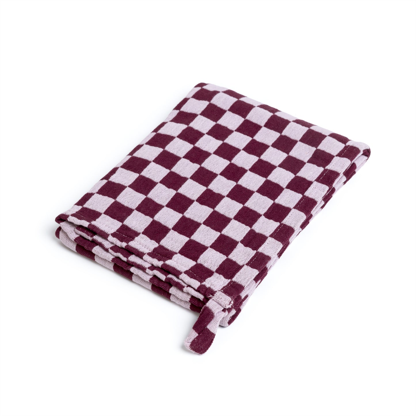 Cotton Check Hand Towel: Burgundy