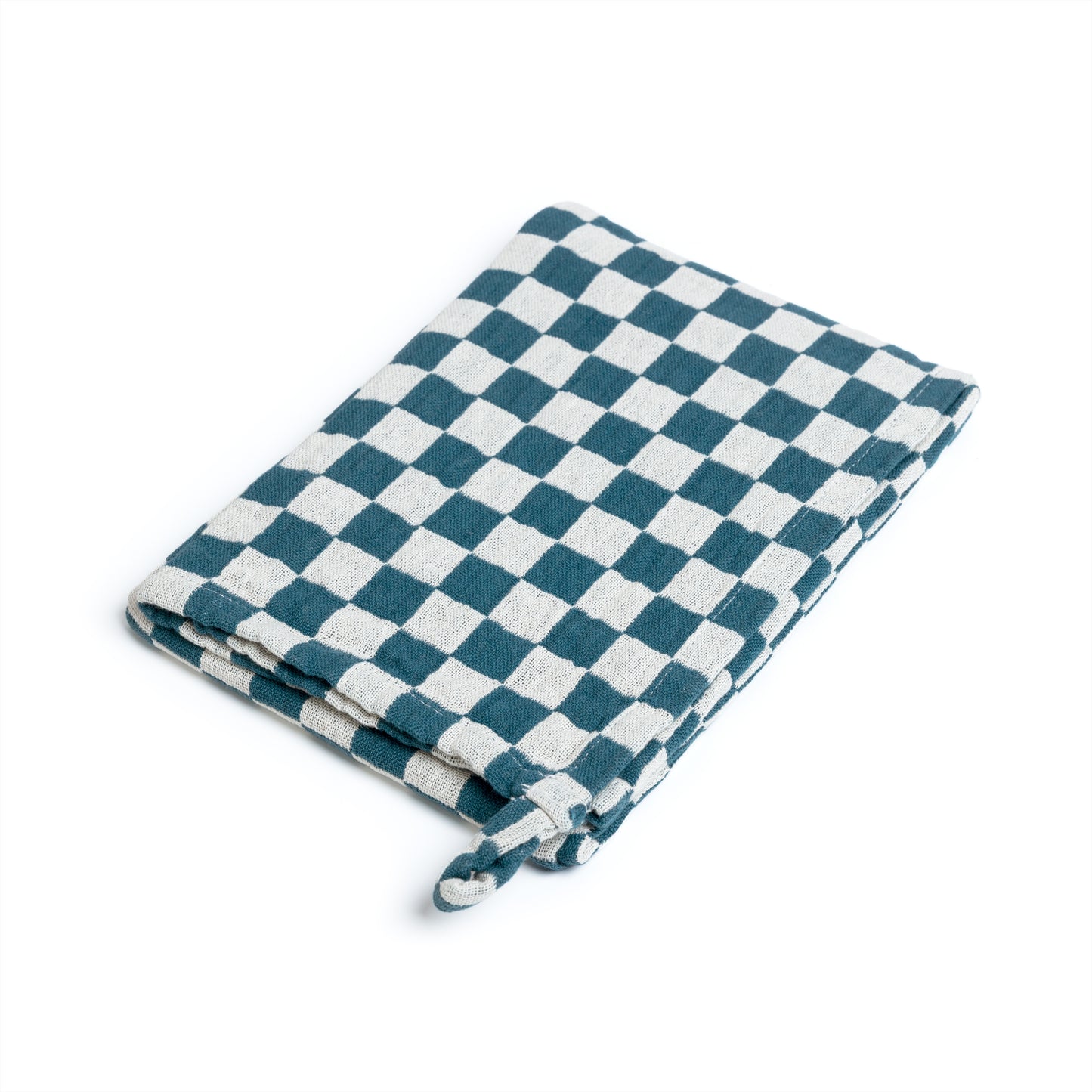Cotton Check Hand Towel: Teal