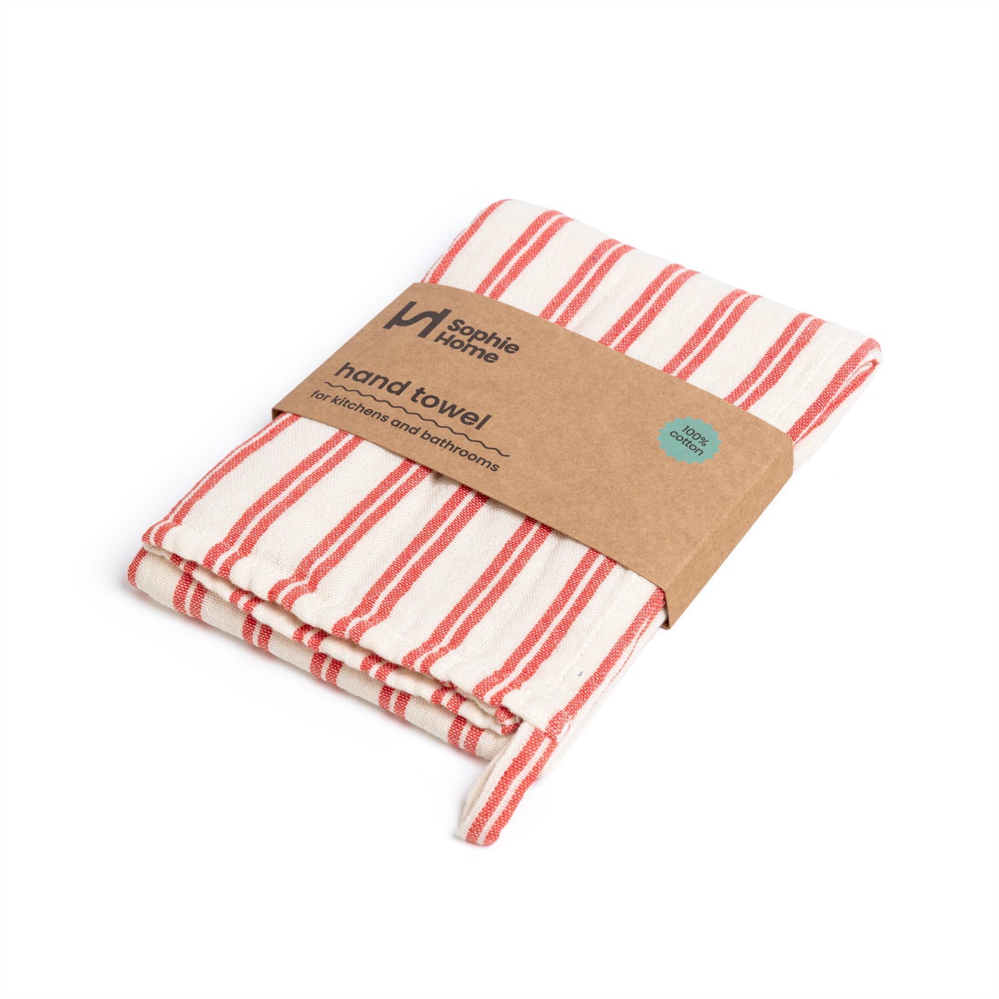 Striped Cotton Hand Towel: Red