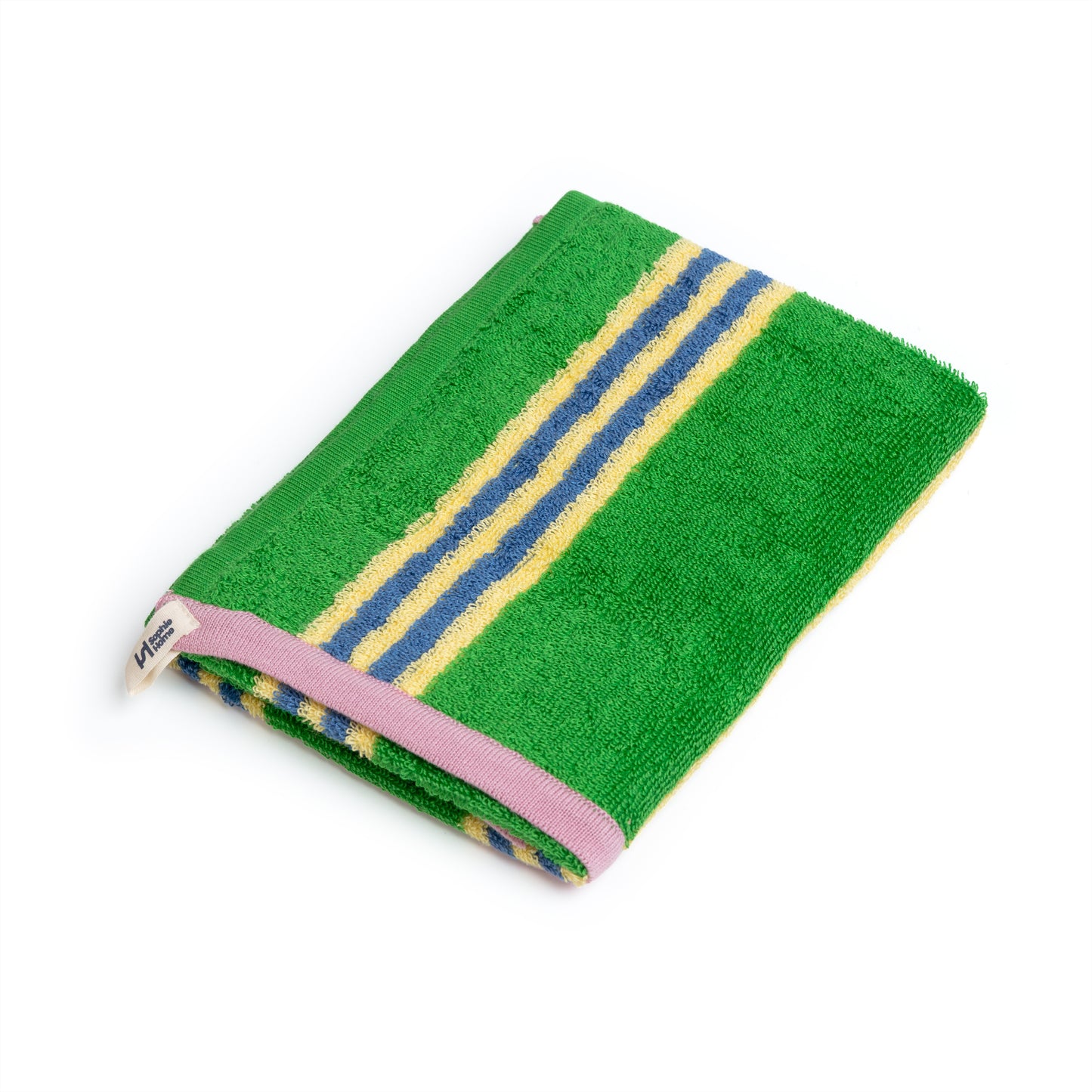 Striped Terry Towelling Hand Towel: Green