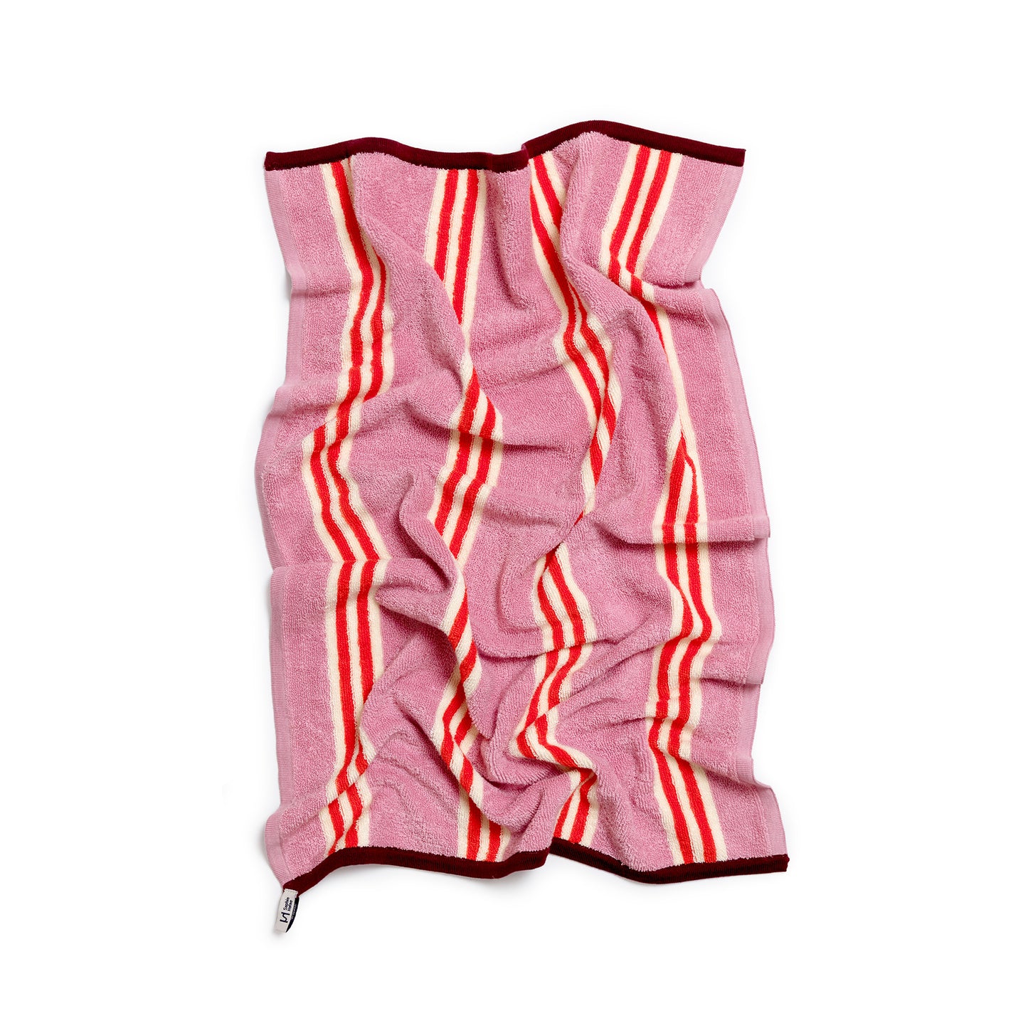 Striped Terry Towelling Hand Towel: Pink