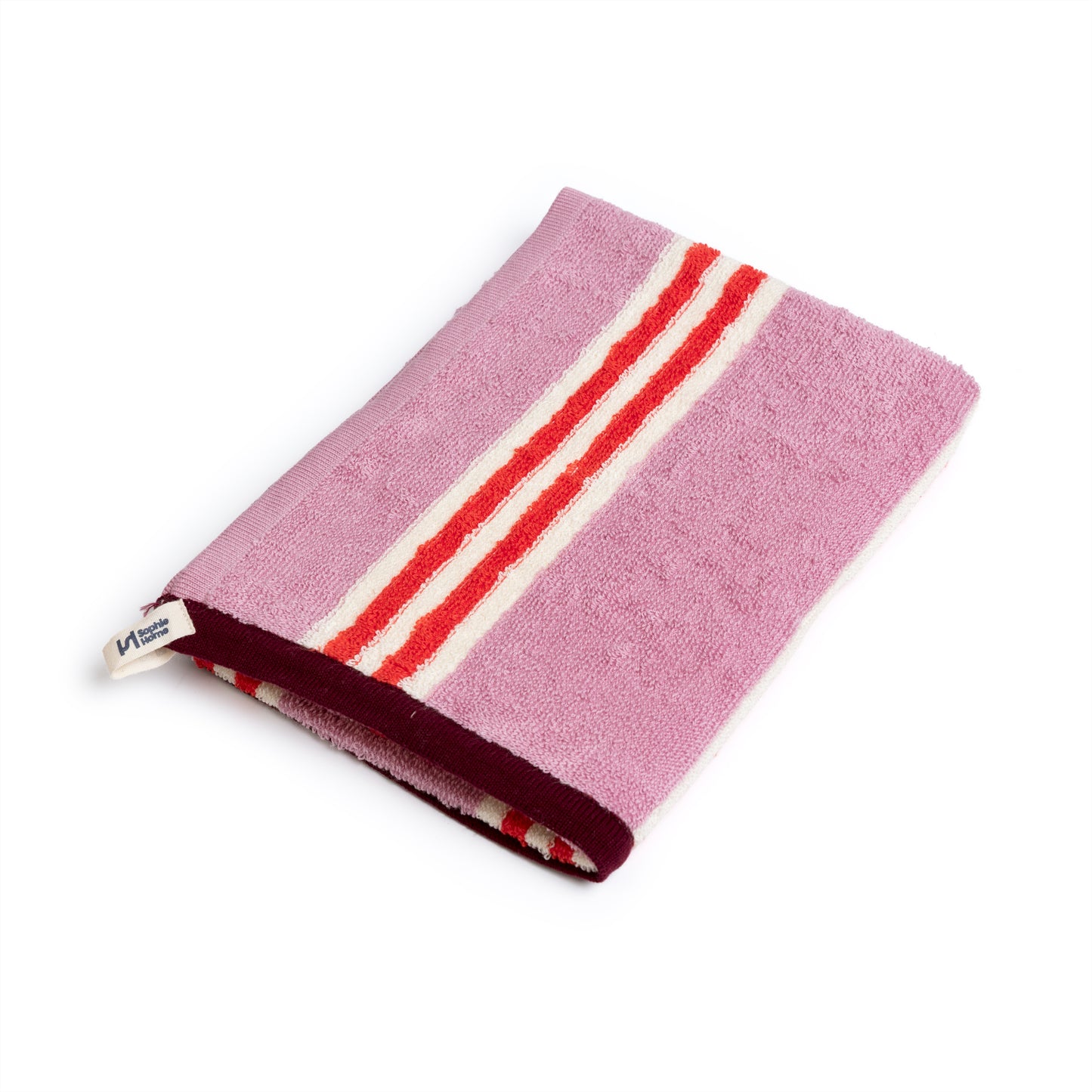 Striped Terry Towelling Hand Towel: Pink