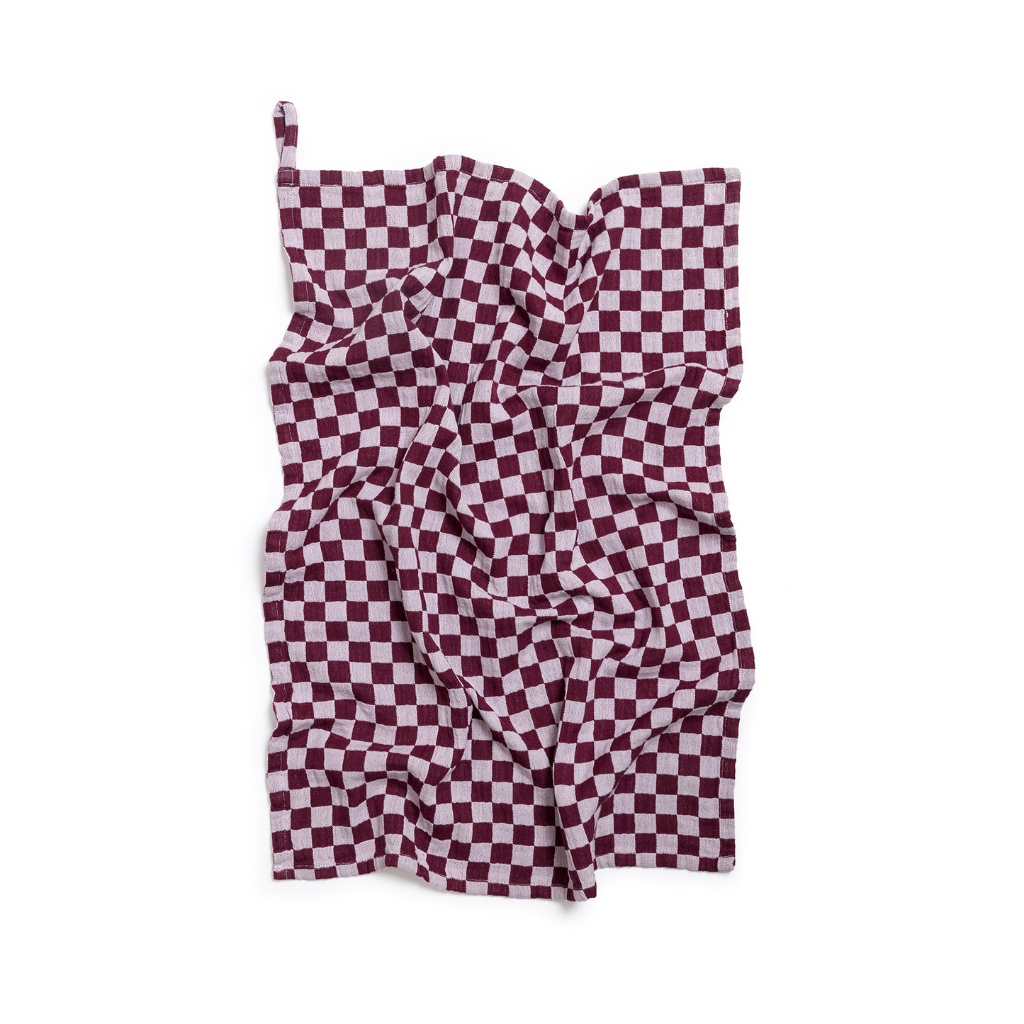Cotton Check Hand Towel: Burgundy