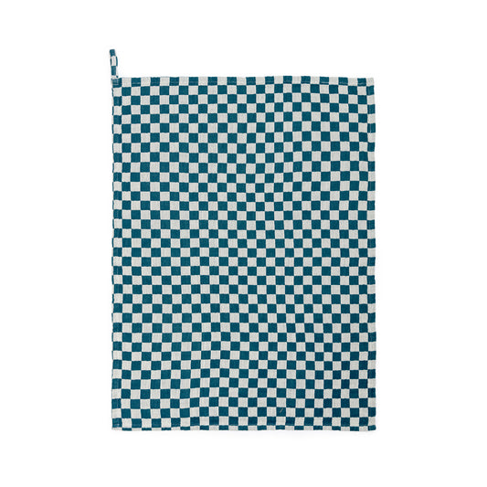 Cotton Check Hand Towel: Teal