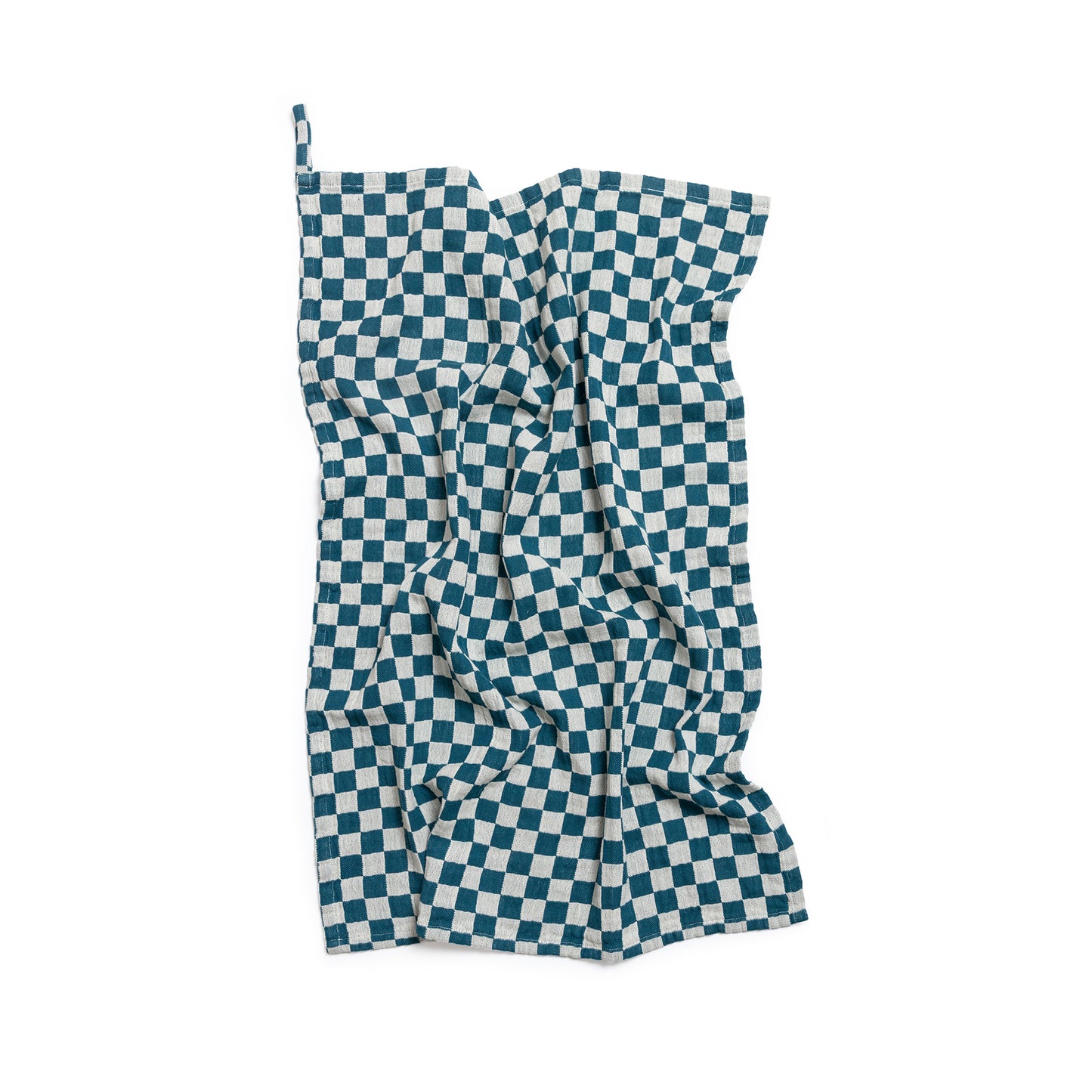 Cotton Check Hand Towel: Teal