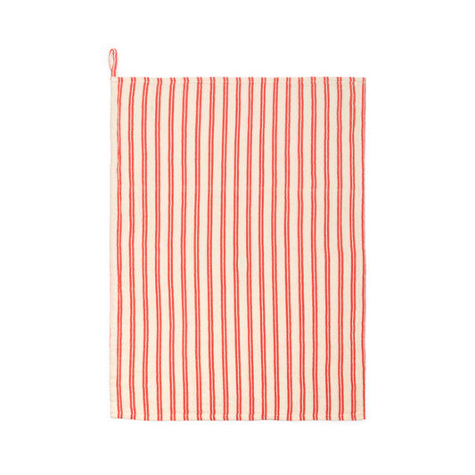 Striped Cotton Hand Towel: Red