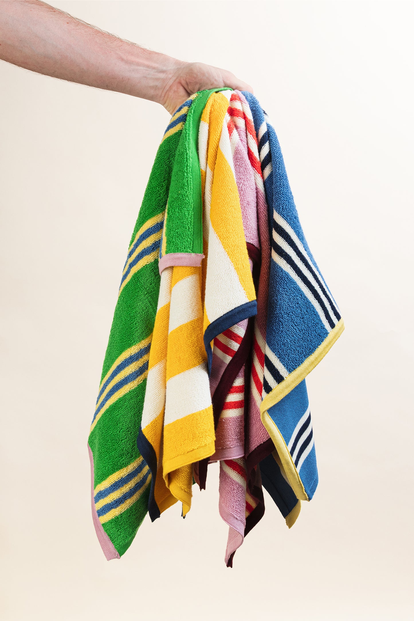 Striped Terry Towelling Hand Towel: Green