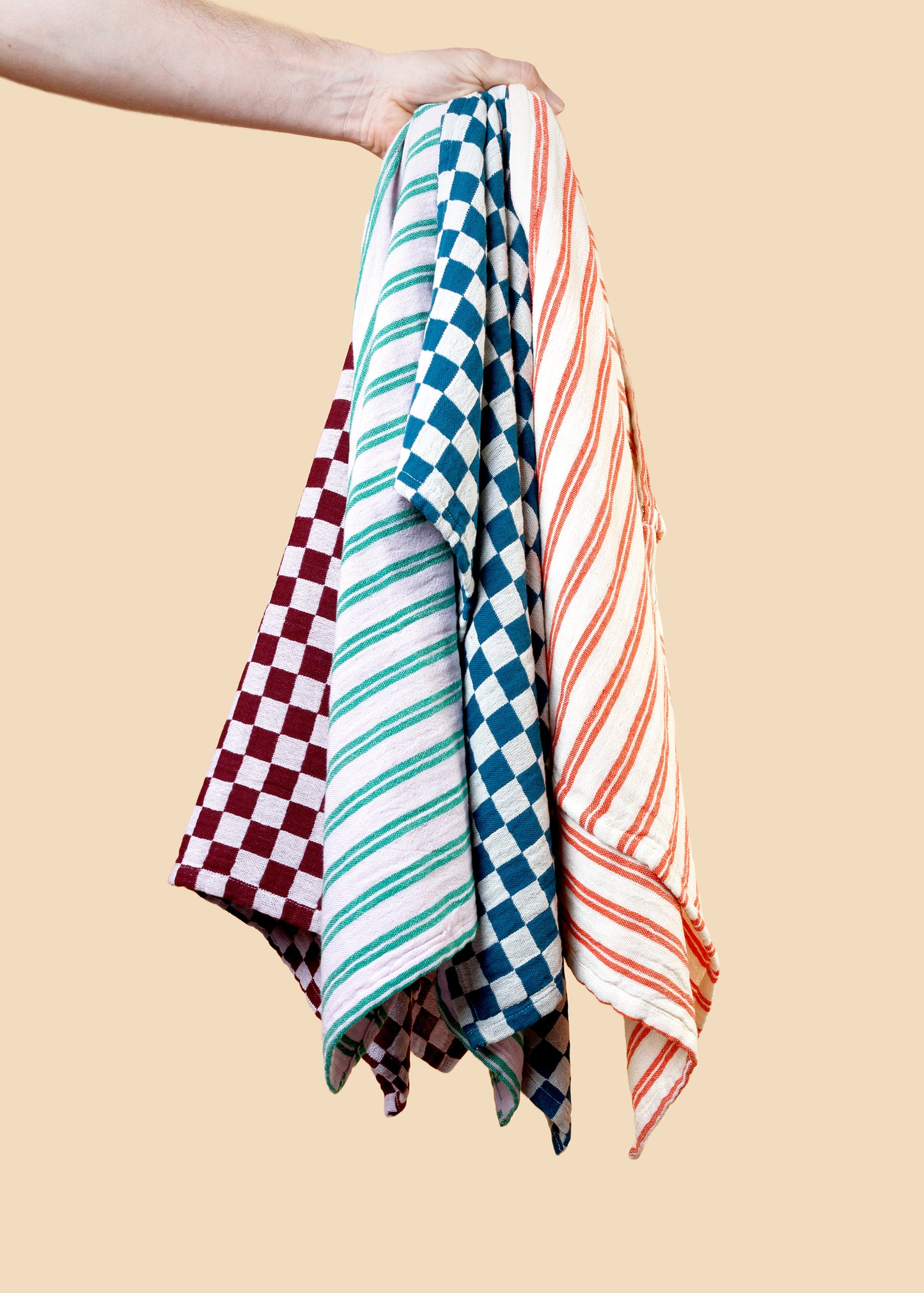 Striped Cotton Hand Towel: Red