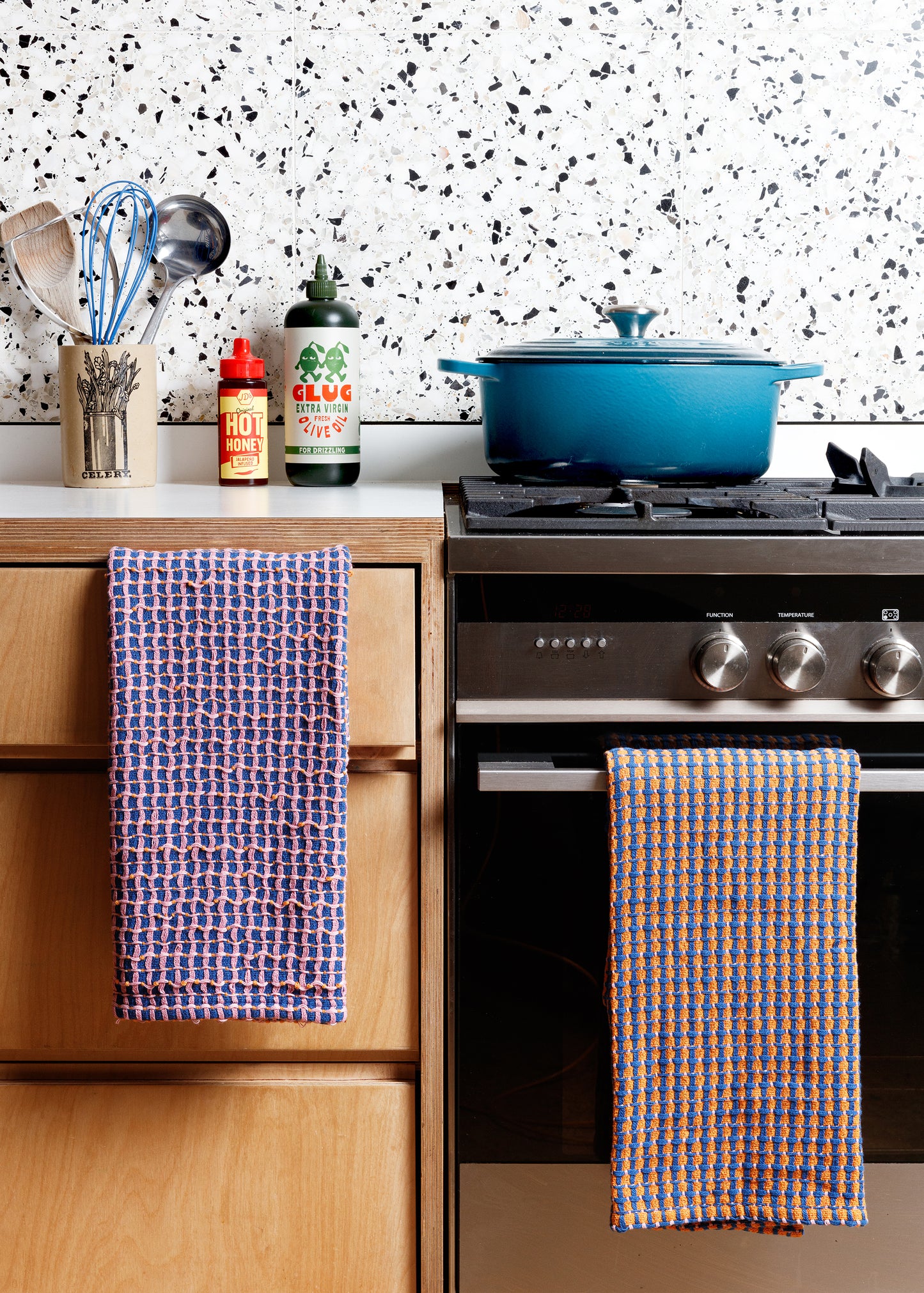 Recycled Materials Tea Towel 2 Pack: Cobalt