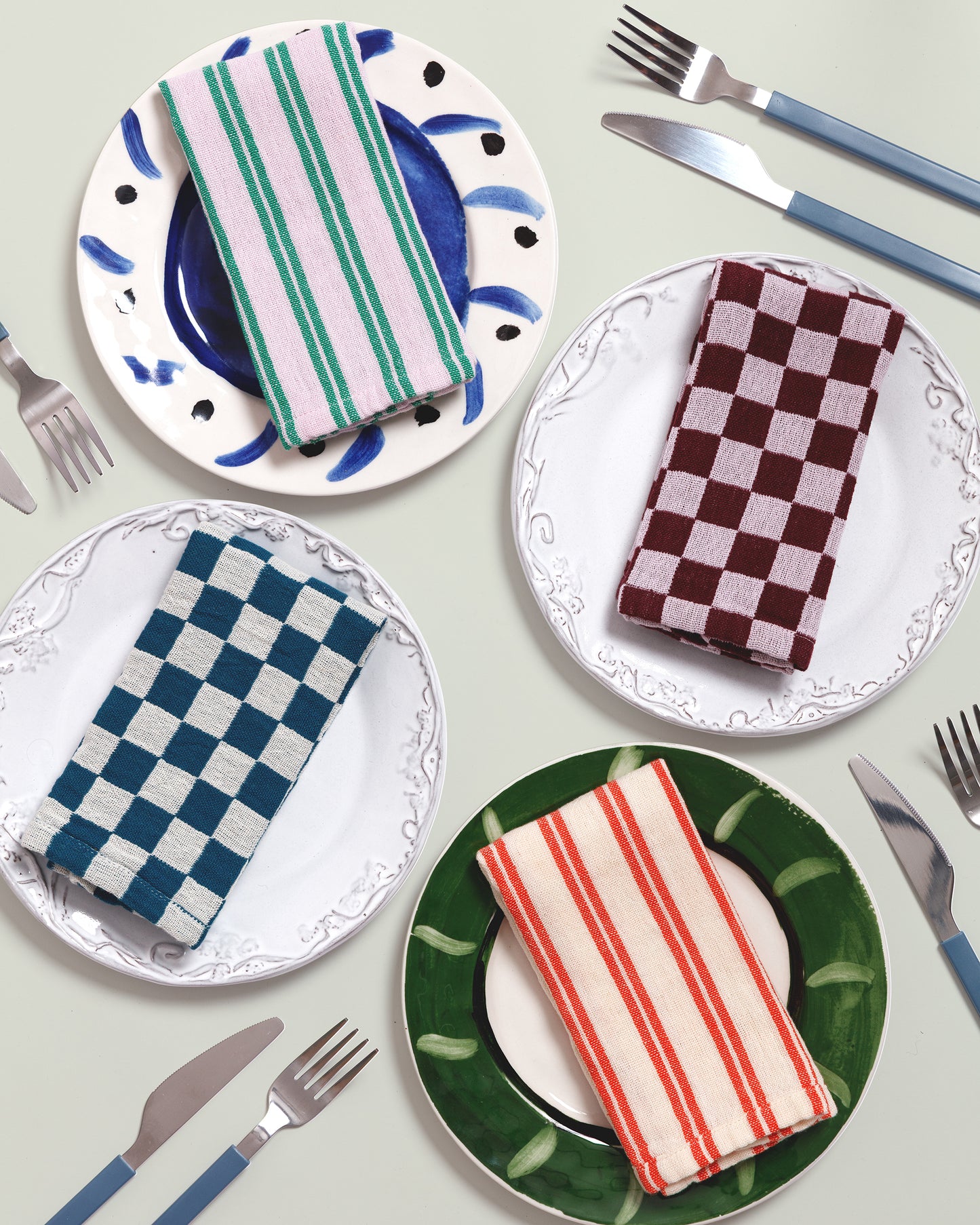 Check Cotton Napkin 2 Pack: Teal