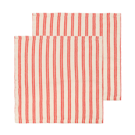 Striped Cotton Napkin 2 Pack: Red