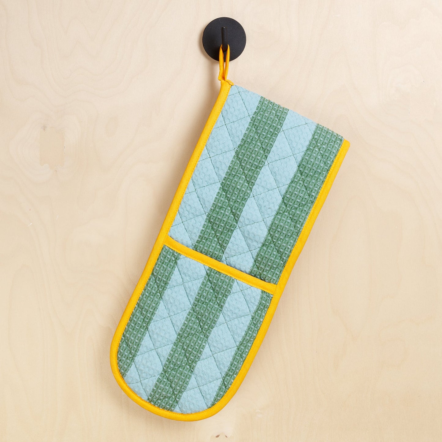 Striped Double Oven Glove: Green & Blue