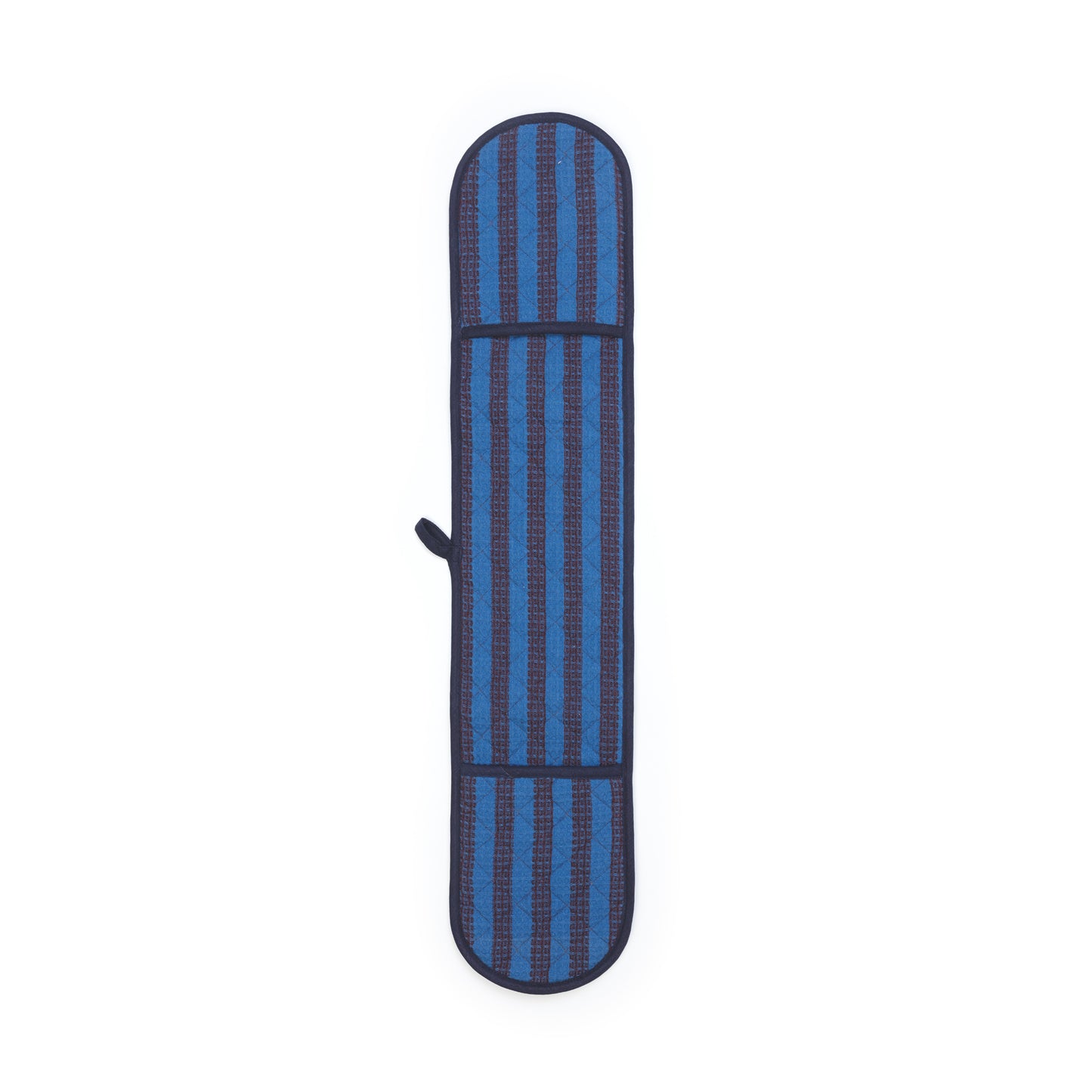 Striped Double Oven Glove: Cobalt & Burgundy
