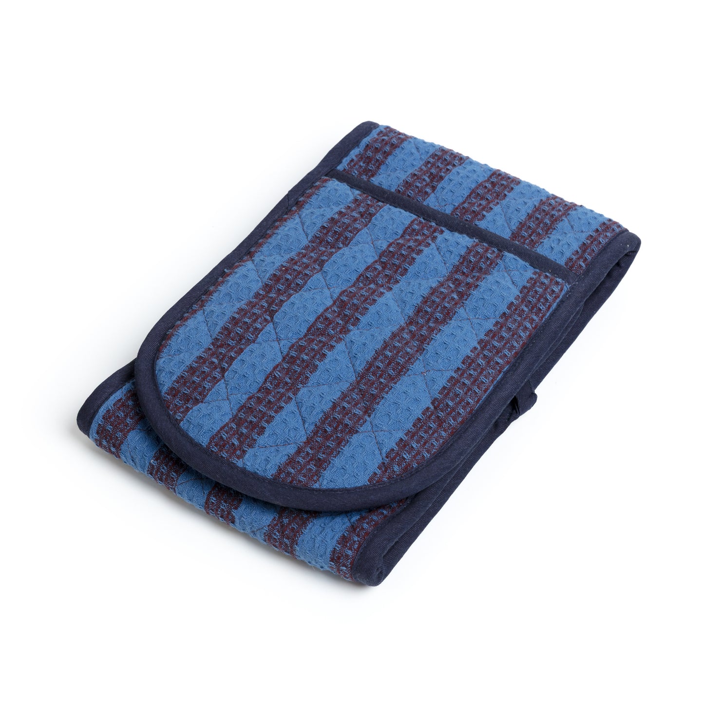 Striped Double Oven Glove: Cobalt & Burgundy