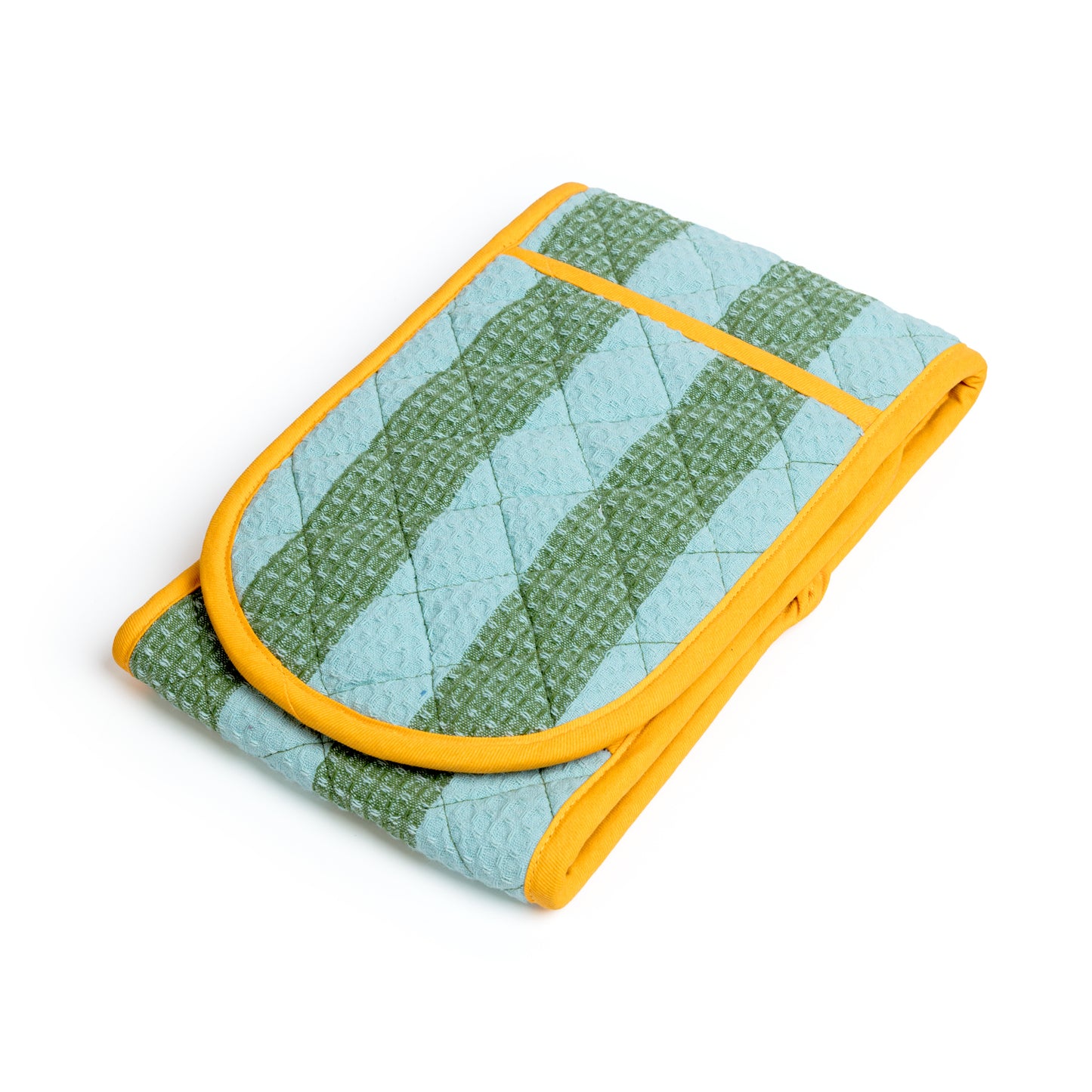 Striped Double Oven Glove: Green & Blue