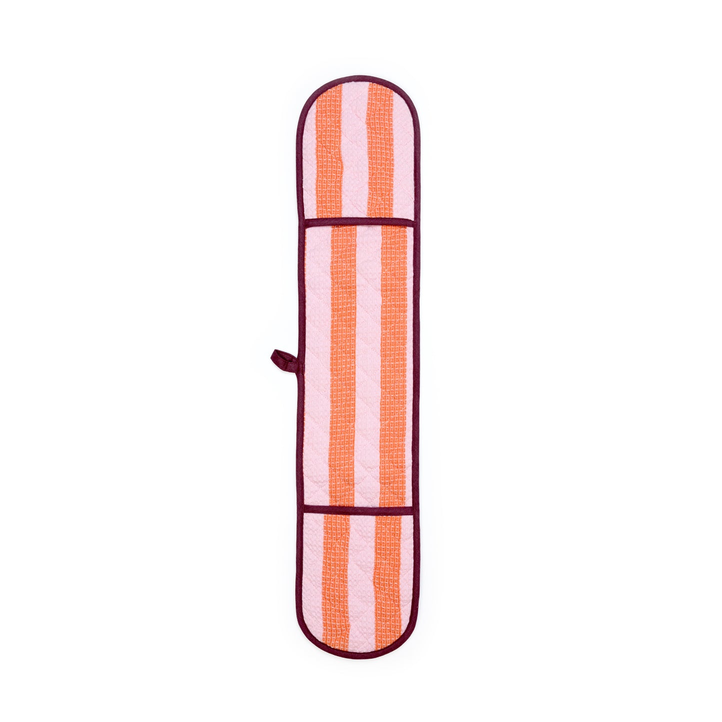 Striped Double Oven Glove: Pink & Red