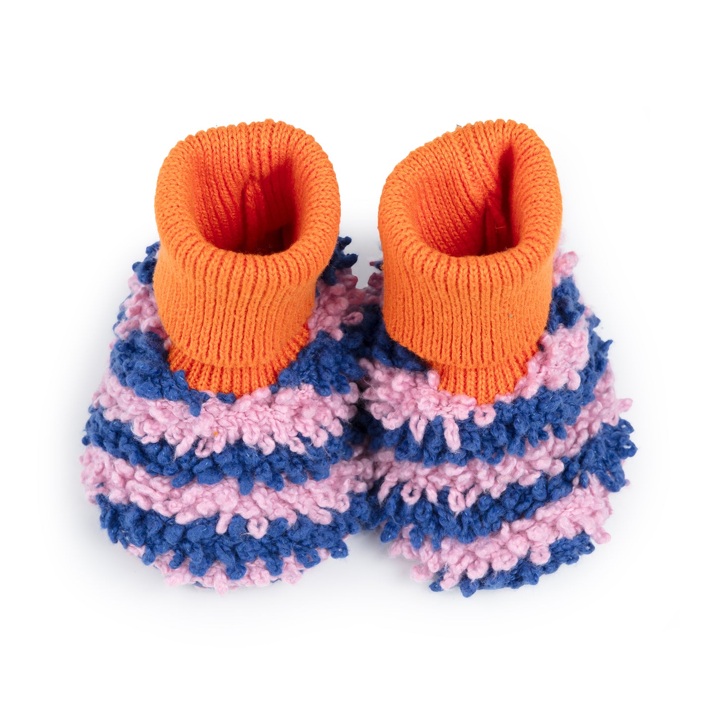 Boucle Striped Slipper Socks: Cobalt