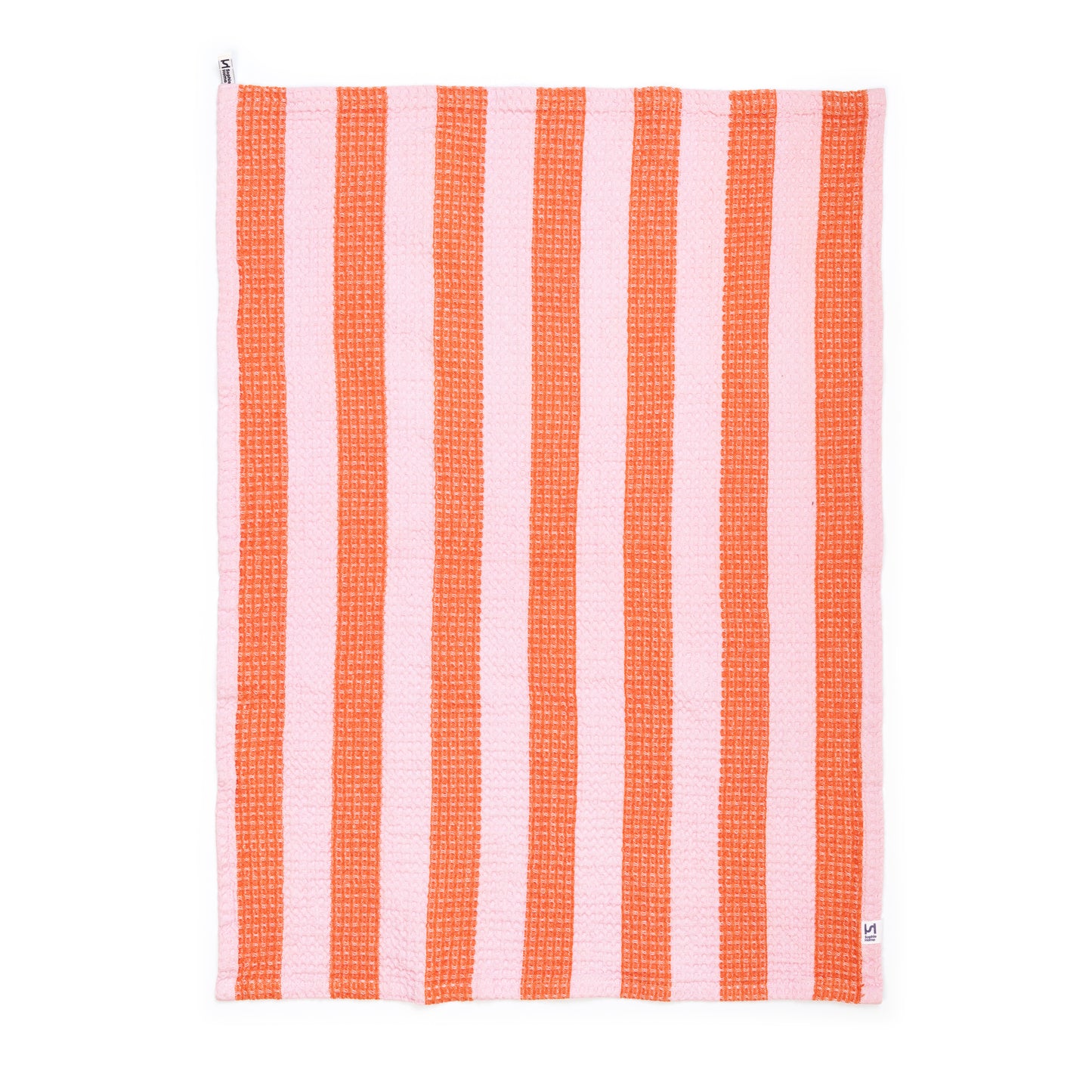 Cotton Waffle Tea Towel 2 Pack: Striped Pink