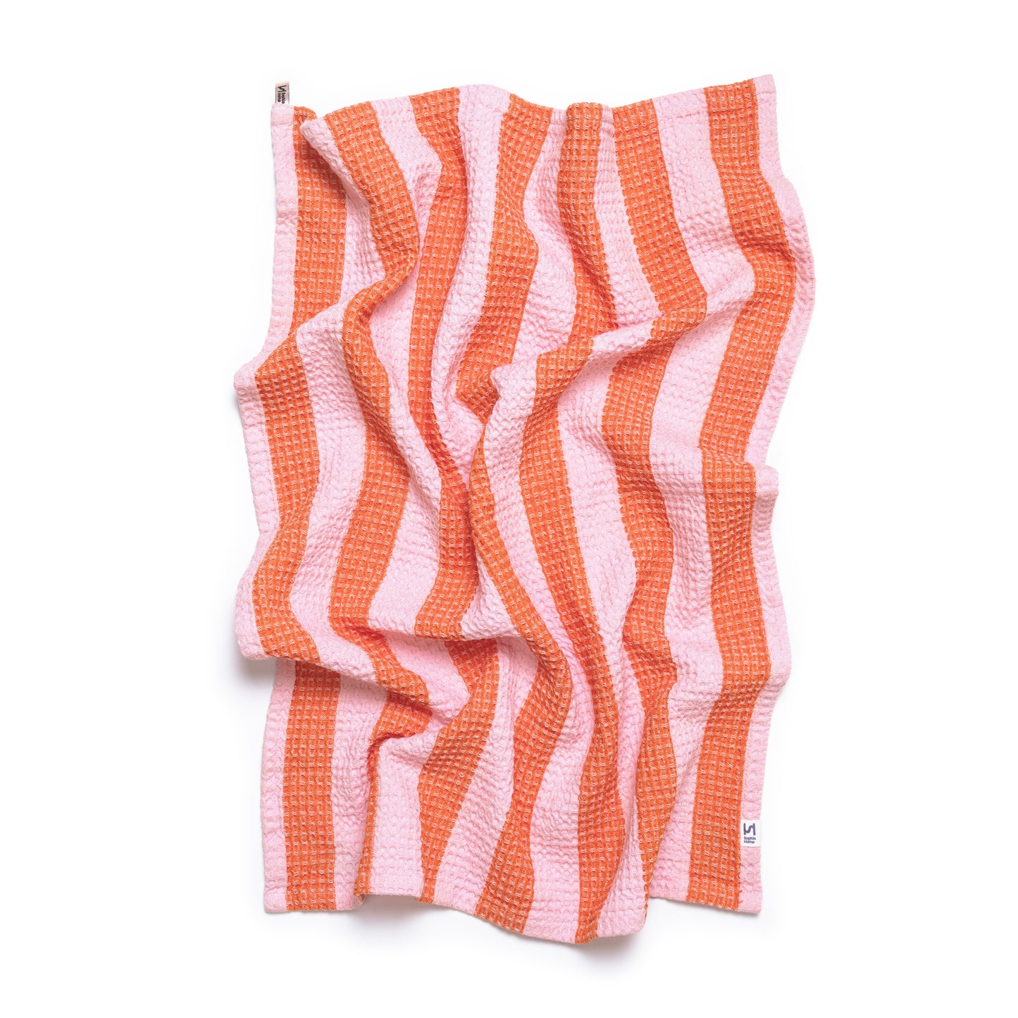 Cotton Waffle Tea Towel 2 Pack: Striped Pink