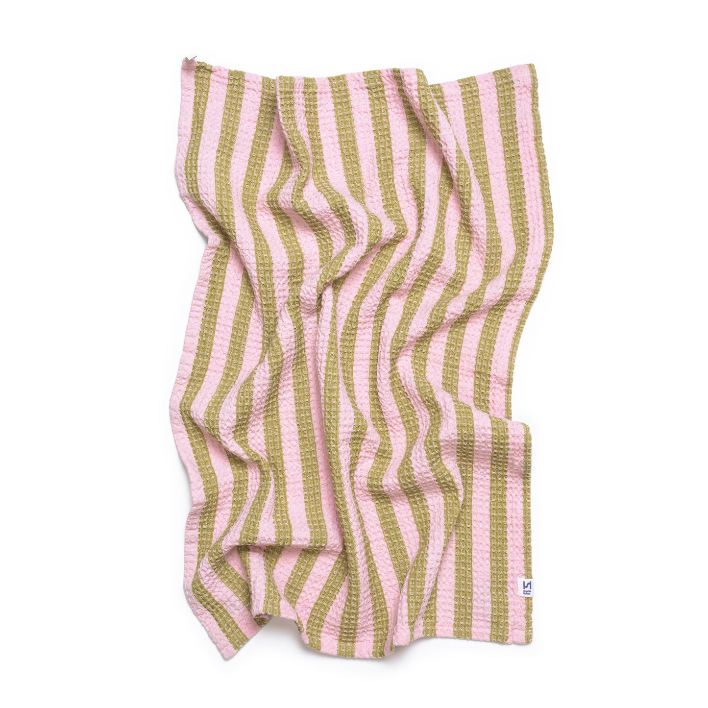Cotton Waffle Tea Towel 2 Pack: Striped Pink