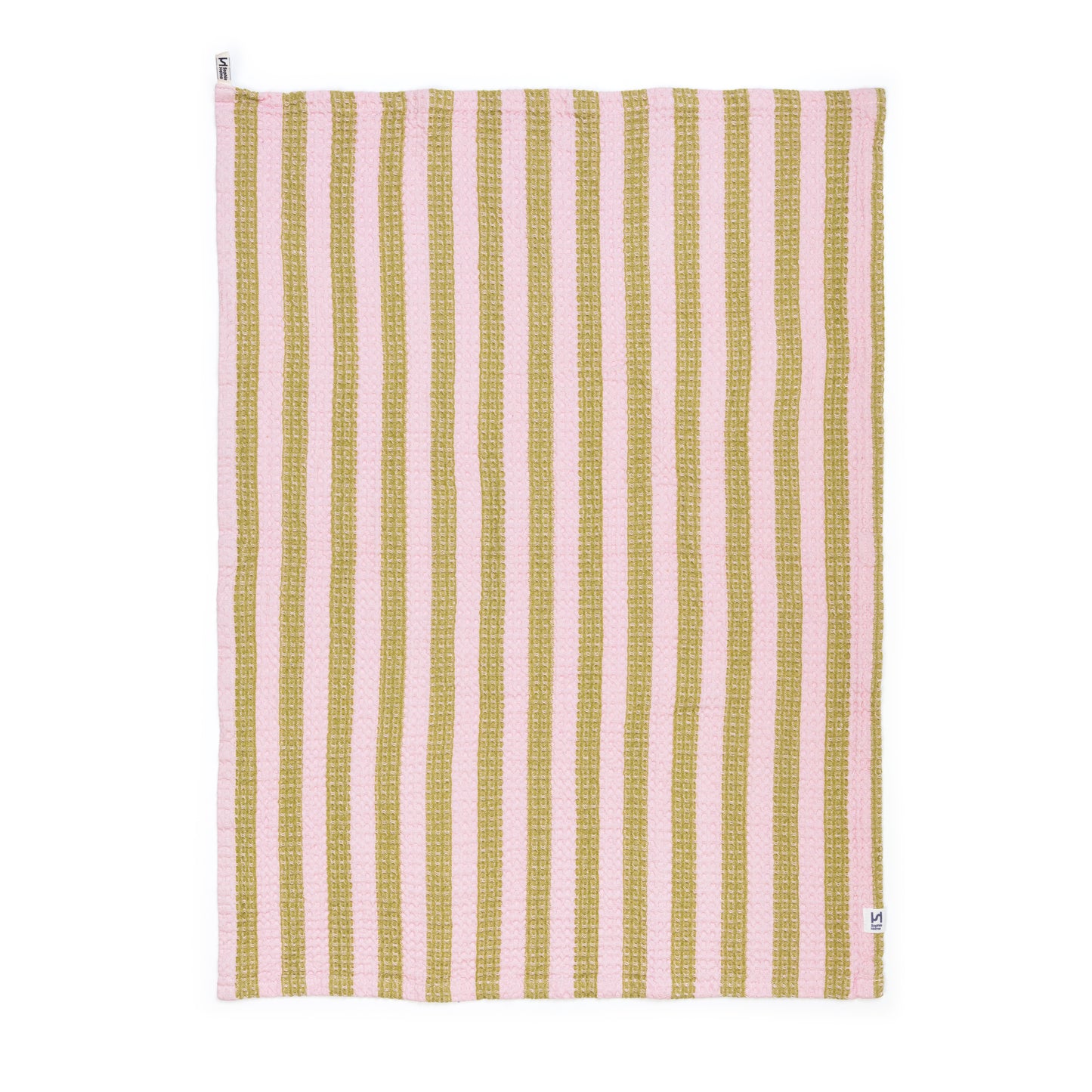 Cotton Waffle Tea Towel 2 Pack: Striped Pink