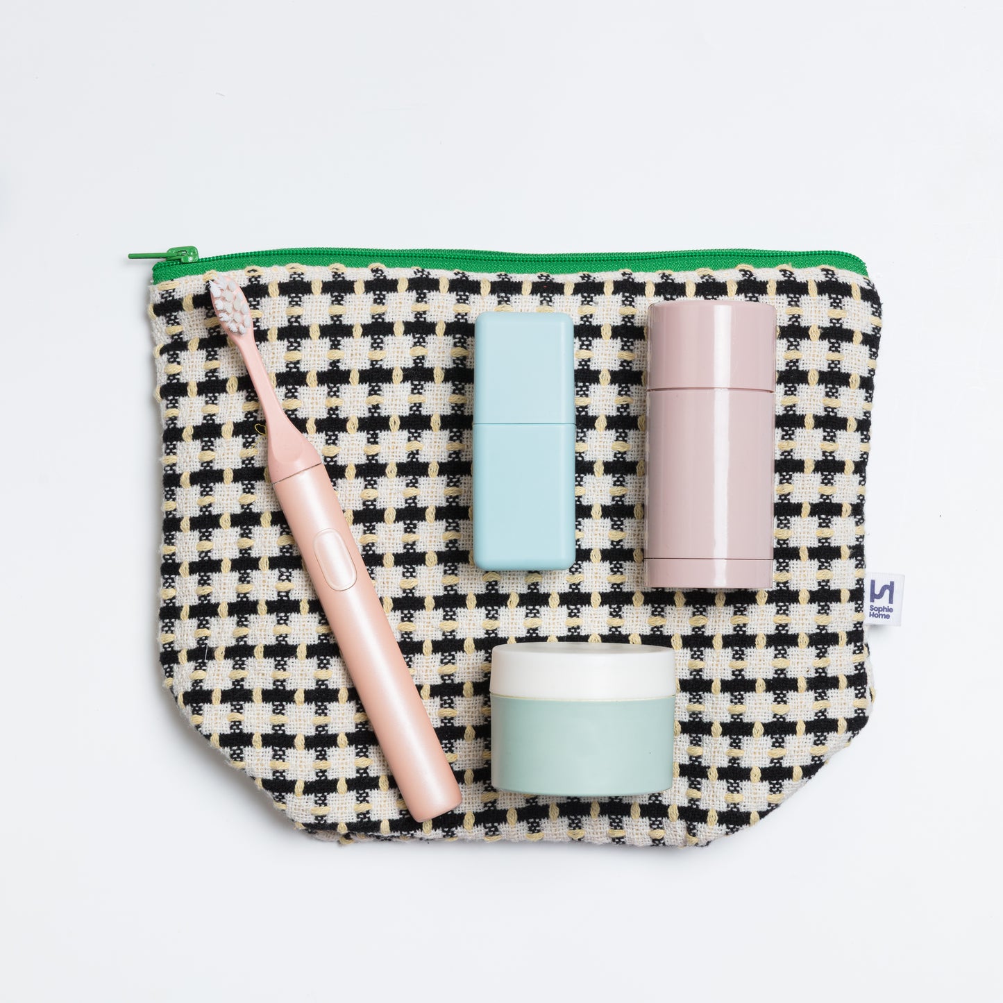Recycled Cotton Wash Bag: Navy & Yellow