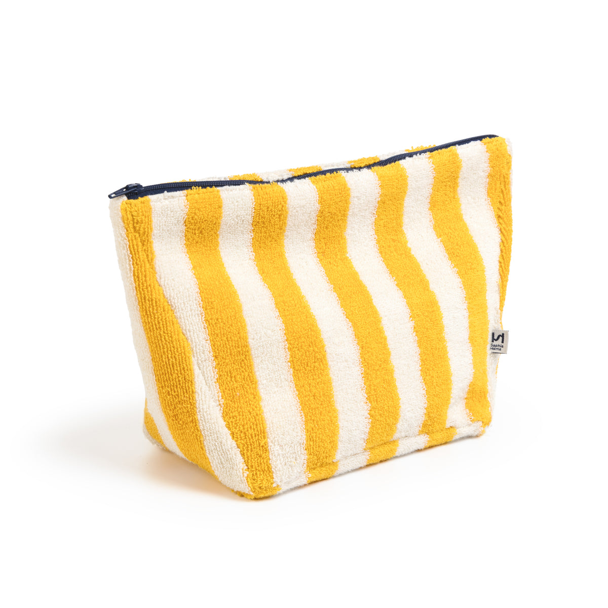 Striped Terry Towelling Wash Bag: Citrus & Ivory