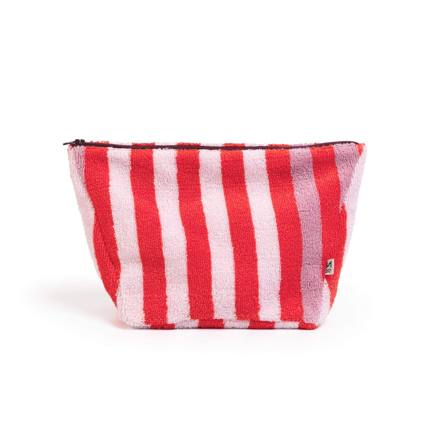 Striped Terry Towelling Wash Bag: Pink & Red