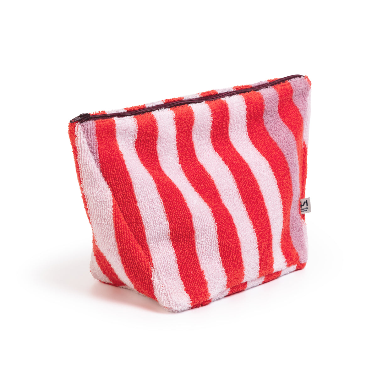 Striped Terry Towelling Wash Bag: Pink & Red