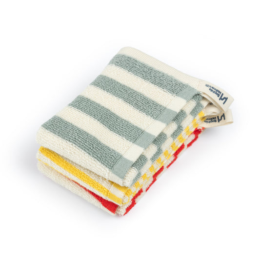 Striped Washcloths: Aqua/Yellow/Red