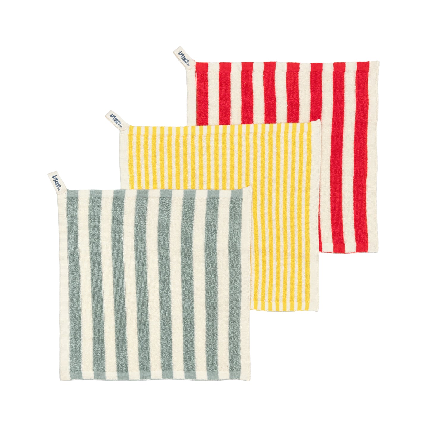 Striped Washcloths: Aqua/Yellow/Red