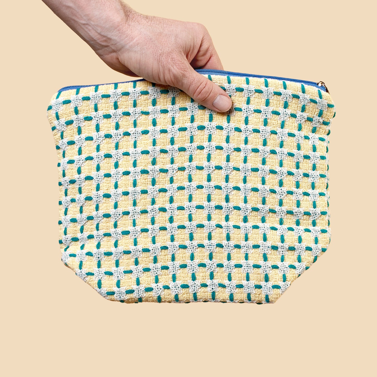 Recycled Cotton Wash Bag: Yellow & Green