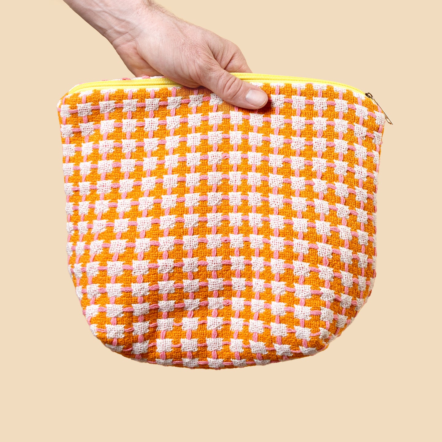 Recycled Cotton Wash Bag: Orange & Pink
