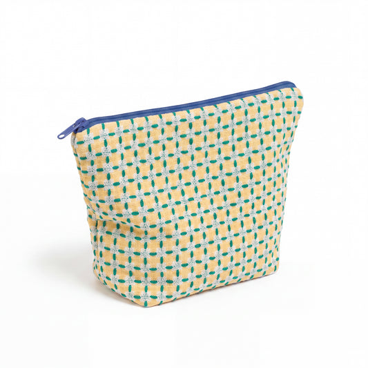 Recycled Cotton Wash Bag: Yellow & Green